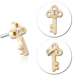 14 KARAT GOLD YELLOW JEWELED ATTACHMENT TITANIUM THREADLESS PIN