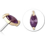 14K YELLOW GOLD JEWELED ATTACHMENT TITANIUM ALLOY THREADLESS PIN