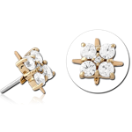 14 KARAT GOLDJEWELED ATTACHMENT TITANIUM THREADLESS PIN