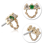 14 KARAT GOLD YELLOW JEWELED ATTACHMENT TITANIUM THREADLESS PIN