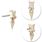 14 KARAT GOLD YELLOW JEWELED ATTACHMENT TITANIUM THREADLESS PIN