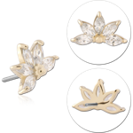 14 KARAT GOLD YELLOW JEWELED ATTACHMENT TITANIUM THREADLESS PIN