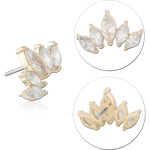 14 KARAT GOLD YELLOW JEWELED ATTACHMENT TITANIUM THREADLESS PIN