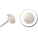 14K WHITE GOLD SYNTHETIC OPAL JEWELED ATTACHMENT TITANIUM ALLOY THREADLESS PINS