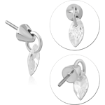 14 KARAT GOLD WHITE JEWELED ATTACHMENT TITANIUM THREADLESS PIN -MARQUISE