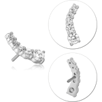 14 KARAT GOLD WHITE JEWELED ATTACHMENT TITANIUM THREADLESS PIN