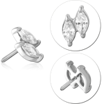 14 KARAT GOLD WHITE JEWELED ATTACHMENT TITANIUM THREADLESS PIN