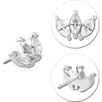 14 KARAT GOLD WHITE JEWELED ATTACHMENT TITANIUM THREADLESS PIN