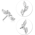 14 KARAT GOLD WHITE JEWELED ATTACHMENT TITANIUM THREADLESS PIN