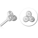 14K WHITE GOLD JEWELED ATTACHMENT TITANIUM ALLOY THREADLESS PIN