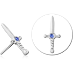 14K WHITE GOLD JEWELED ATTACHMENT TITANIUM ALLOY THREADLESS PINS
