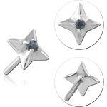 14 KARAT GOLD WHITE JEWELED ATTACHMENT TITANIUM THREADLESS PIN