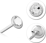 14K WHITE GOLD JEWELED ATTACHMENT TITANIUM ALLOY THREADLESS PIN