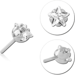 14 KARAT GOLD WHITE JEWELED ATTACHMENT TITANIUM THREADLESS PIN - STAR