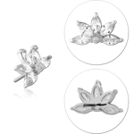14 KARAT GOLD WHITE JEWELED ATTACHMENT TITANIUM THREADLESS PIN