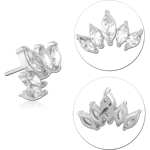 14 KARAT GOLD WHITE JEWELED ATTACHMENT TITANIUM THREADLESS PIN