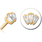 Sterile Gold PVD Coated Surgical Steel Grade 316L Jeweled Threadless Attachment