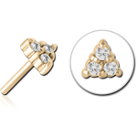 ZIRCON GOLD PVD COATED SURGICAL STEEL GRADE 316L JEWELED THREADLESS ATTACHMENT - TRIANGLE