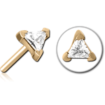 ZIRCON GOLD PVD COATED SURGICAL STEEL GRADE 316L JEWELED THREADLESS ATTACHMENT - TRIANGLE