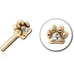 ZIRCON GOLD PVD COATED SURGICAL STEEL GRADE 316L JEWELED THREADLESS ATTACHMENT - PAW