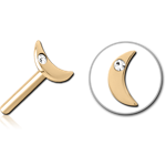 ZIRCON GOLD PVD COATED SURGICAL STEEL GRADE 316L JEWELED THREADLESS ATTACHMENT - CRESCENT