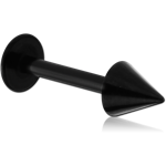 Black PVD Coated Surgical Steel Grade 316L Labret with Cone