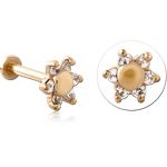 Gold PVD 18K Coated Surgical Steel Grade 316L Jeweled Threadless Labret