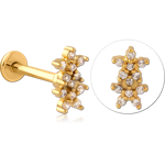 Gold PVD Coated Surgical Steel Grade 316L Micro Labret with Jeweled Attachment Special New Design