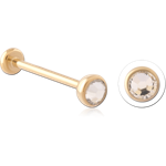 GOLD PVD COATED TITANIUM ALLOY JEWELED THREADLESS LABRET