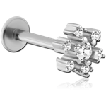Surgical Steel Grade 316L Micro Labret with Jeweled Attachment