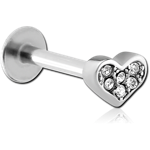 Surgical Steel Grade 316L Micro Labret with Jeweled Attachment - Heart