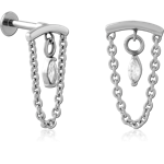 Surgical Steel Grade 316L Micro Labret with Jeweled Attachment