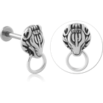 316L Surgical Steel Grade 316L Labret Animal Head with Hoop Ring Detail Cartilage Stud