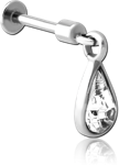 Surgical Steel Grade 316L Tragus Micro Labret with Jeweled Charm - Pair Drop