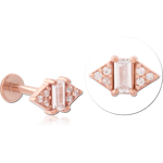 Rose Gold PVD Coated Surgical Steel Grade 316L Micro Labret with Jeweled Attachment
