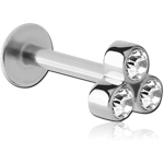 Sterile Surgical Steel Grade 316L Micro Labret with Attachment - Tripple Jeweled
