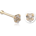 14 Karat Gold Yellow Prong Set CZ Heart Nose Bone