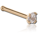 18 Karat Gold Yellow 2mm Prong Set Jeweled Nose Bone
