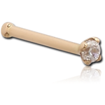 18 Karat Gold Yellow Prong Set Jeweled Nose Bone