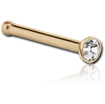 18 Karat Gold Yellow 1.5mm Bezel Set Jeweled Nose Bone