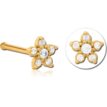 Gold PVD Coated Surgical Steel Grade 316L Jeweled Nose Bone - Flower