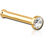 Gold PVD Coated Titanium Alloy Premium Crystal Jeweled Nose Bone with Set Stone