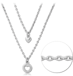 RHODIUM PLATED BASE METAL NECKLACE WITH PENDANT - HEARTS