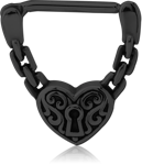 BLACK PVD COATED SURGICAL STEEL GRADE 316L NIPPLE CLICKER - HEART