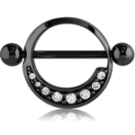 BLACK PVD COATED SURGICAL STEEL GRADE 316L JEWELED NIPPLE SHIELD