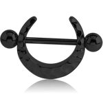 BLACK PVD COATED SURGICAL STEEL GRADE 316L NIPPLE SHIELD - HAMMERED TEXTURE