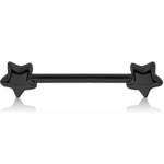 BLACK PVD COATED SURGICAL STEEL GRADE 316L NIPPLE BAR - STARS