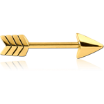 GOLD PVD COATED SURGICAL STEEL GRADE 316L NIPPLE BAR - ARROW
