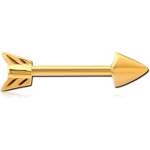 GOLD PVD COATED SURGICAL STEEL GRADE 316L NIPPLE BAR - ARROW