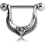 SURGICAL STEEL GRADE 316L KOOL KATANA JEWELED NIPPLE STIRRUP